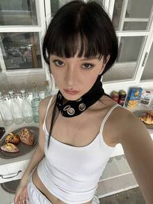 1条女士朋克风金属孔眼柔软弹力宽发带，弹力金属宽边休闲发饰，适合甜美酷炫的街头风，Y2K风格。头巾式发带，秋冬季度假发带，女士优雅围巾，女士头巾，柔软头巾 - 彩色 - 查看 6