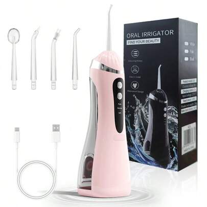Handheld Water Flosser Set, Portable Electric Oral Irrigator With 4 Nozzles, 3 Cleaning Modes, Large Water Tank, Strong Water Pressure, Effectively Removes Food Residue From Mouth, Cleans Teeth And Gums, Oral Care Tools For Home Travel, 1200mAh
