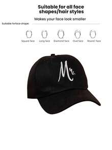 Boné de Beisebol com Top Rígido Bordado Sr. e Sra. com Logotipo em Fita, Boné de Beisebol Ajustável Bordado, Acompanha 1 Gancho de Chapéu