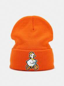 1pc Kids Hat, Boys Knitted Beanie, Girls Autumn/Winter Warm Knit Cap, Unisex Children Cold Weather Hat, Cartoon Embroidered Knitted Hat, Suitable For School, Outdoor, Casual, Travel, Party In Autumn/Winter - Multicolor - View 5