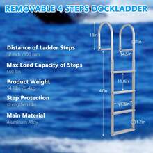 Pool Ladder Above Ground, Removable Dock Ladder,  Swim Ladders, Pontoon Boat Ladder For Lake/Pool/Boarding, Slanted Ladder - Detachable_4 Steps - View 2