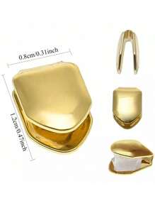 4pcs Grillz Gold Tooth Cap Grillz Teeth Men Gold Teeth Grills For Your Teeth 14K Gold/Silver Plated Single Grillz For Women Gold Jewelry Hip Hop Rapper Costume