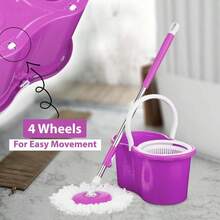 360° Floor Magic Spin Mop Bucket Set With 2 Microfiber Rotating Dry Heads For Cleaning - Default - View 7