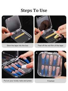 Beautizon Nailartlab 2件/6件多功能三折收纳展示美甲盒双面胶条套装，简约透明美甲盒可穿戴美甲收纳展示盒，美甲片无缝胶条配件，沙龙美甲配件工具 - 彩色 - 查看 7