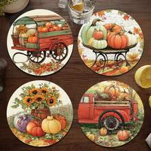 1set/4pcs/6pcs Autumn Pumpkin And Maple Leaf-Patterned Diatom Mud Coasters, Coffee Coasters, Home And Restaurant Multi-Occasion Decorations, Daily Gifts, Table Decorations, Daily Decorations, Theme Party Decorations - Multicolor - View 6