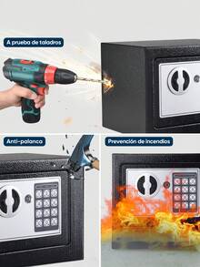 Caja Fuerte Digital De Alta Seguridad Con Código Y Llave - Negro - Ver 7