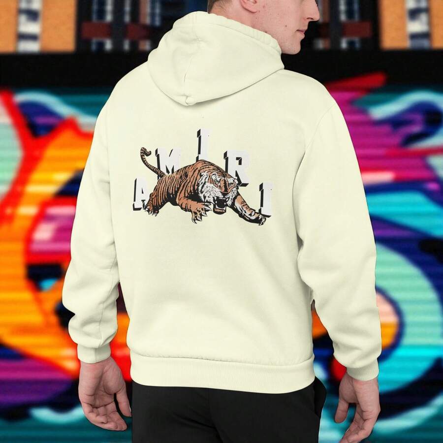 Sudadera Hoodie Amir i Tigre Unisex con Capucha - Beis - Ver 1