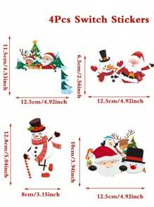 4pcs, Santa Claus Switch Stickers, Playful 3D Elk Snowman Christmas Tree Pattern Wall Stickers, Removable, Merry Christmas Switch Stickers, For Bedroom, Living Room, Bathroom Room Light Switches, Socket Background Wall Decoration, Christmas Decoration, Festive Atmosphere To Your Home, Party Supplies, Xmas Decor, Home Decor