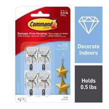 Ganchos de alambre Command pequeños (4 ganchos/5 tiras) - Transparentes: Ganchos adhesivos de pared, de plástico, capacidad de 0,23 kg, 3 cm de alto