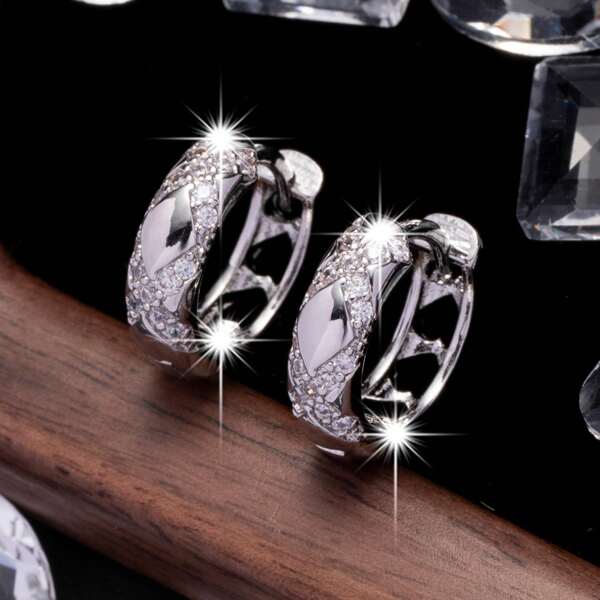 1 Pair Elegant Mini Hollow Criss-Cross Earrings, Vintage Style Delicate Gift Party Jewelry