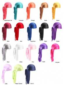 1/2pcs Men Durag Solid Color Silk Elastic Strap Fashionable Pirate Cap, Casual Comfortable Breathable Soft Headwrap Unisex Pirate Hat Pirate Costume