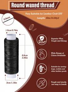 1 Roll Round Waxed Thread 0.55/0.8 Mm 54 Yards, Leather Thread Wax String For Sewing, Stitching, Bookbinding, Bracelet, Braiding,50m