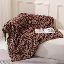 1 件豹纹仿皮毛双层保暖毯，柔软光滑的仿动物皮毛纹理，双面毛绒盖毯，适用于家庭、客厅、卧室、沙发、四季多用途床罩，提升您的生活方式