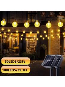 1set 100pcs LED Solar String Lights,600mAh Rechargeable Battery,Metal&Plastic,Multi-Function Party/Holiday Decoration Lighting For Wedding,Birthday,Anniversary,Graduation,Mother's Day,Camping,Thanksgiving,Valentine's Day