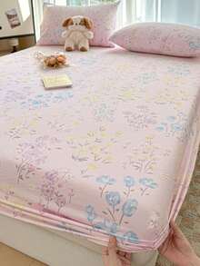 1 件花卉印花床笠、床垫套、柔软舒适的床上用品、亲肤床笠、适合男孩、女孩、宿舍、所有季节防尘防滑床罩，适用于单人床、双人床、大号床、特大号床，可机洗（不含枕套） - 彩色 - 查看 8