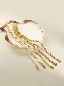 1pc Stainless Steel Metal Beaded Bracelet, Paper Clip Bracelet, Delicate Chain Bracelet, Minimalist Design, Suitable For Daily Wear, Travel And Gift, Accessory For All Seasons