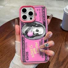 1pc Pink, Money, Quote Pattern Silver Laser Mobile Phone Case, Laser IMD Mobile Phone Case, Suitable For All Models Of Apple Mobile Phone Cases, Can Be Used For Apple 11/12/13/14/15/16/Pro/Plus/Pro Max/16e Mobile Phone Cases - Estilo 1 (1 pieza) - Ver 4