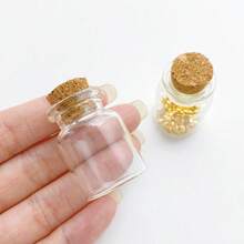 12 pezzi Bottiglie di vetro trasparenti da 47 mm con diametro, barattoli in legno, trasparenti, con sughero morbido, adatte per l'imballaggio di campioni, conservazione di articoli, decorazione per vacanze, barattolo per la conservazione degli articoli piccoli - Trasparente - Visualizzare 3