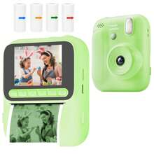 Cameră foto instantanee pentru copii cu video HD 1080P, baterie reîncărcabilă de 1300mAh, obiectiv cu zoom 8X și 2 moduri de imprimare - Cameră digitală cu 4 role de hârtie color și 4 jocuri, cadou perfect pentru băieți și fete cu vârste cuprinse între 3 și 12 ani, 12+, mini cameră instantanee, fotografie distractivă, design potrivit pentru copii, construcție durabilă, fotografi tineri