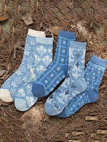 10/5/2 đôi tất nhiều màu sắc dành cho nam/nữ/cặp đôi, họa tiết trái tim/hoa hồng/gấu bông/môi lãng mạn, tất thời trang cá tính, thoáng khí, mềm mại, thoải mái, dài đến bắp chân, thích hợp làm quà tặng cho bạn trai/bạn gái trong các dịp lễ hội, tiệc tùng, Ngày Valentine, màu sắc và kiểu dáng ngẫu nhiên. - Nhiều màu - Xem 6