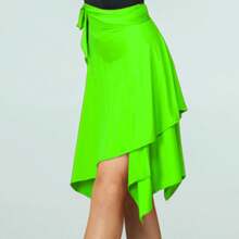 Latin Dance Skirt Lace Up One Piece Short Skirt Red Color Professional Irregular Hem Dancing Skirt Adult Female Women Clothing