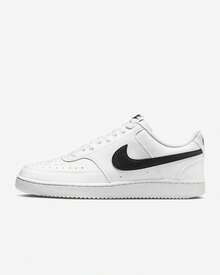 Nike Men's Court Vision Low, Next Nature Triple White - Black and White - View 1