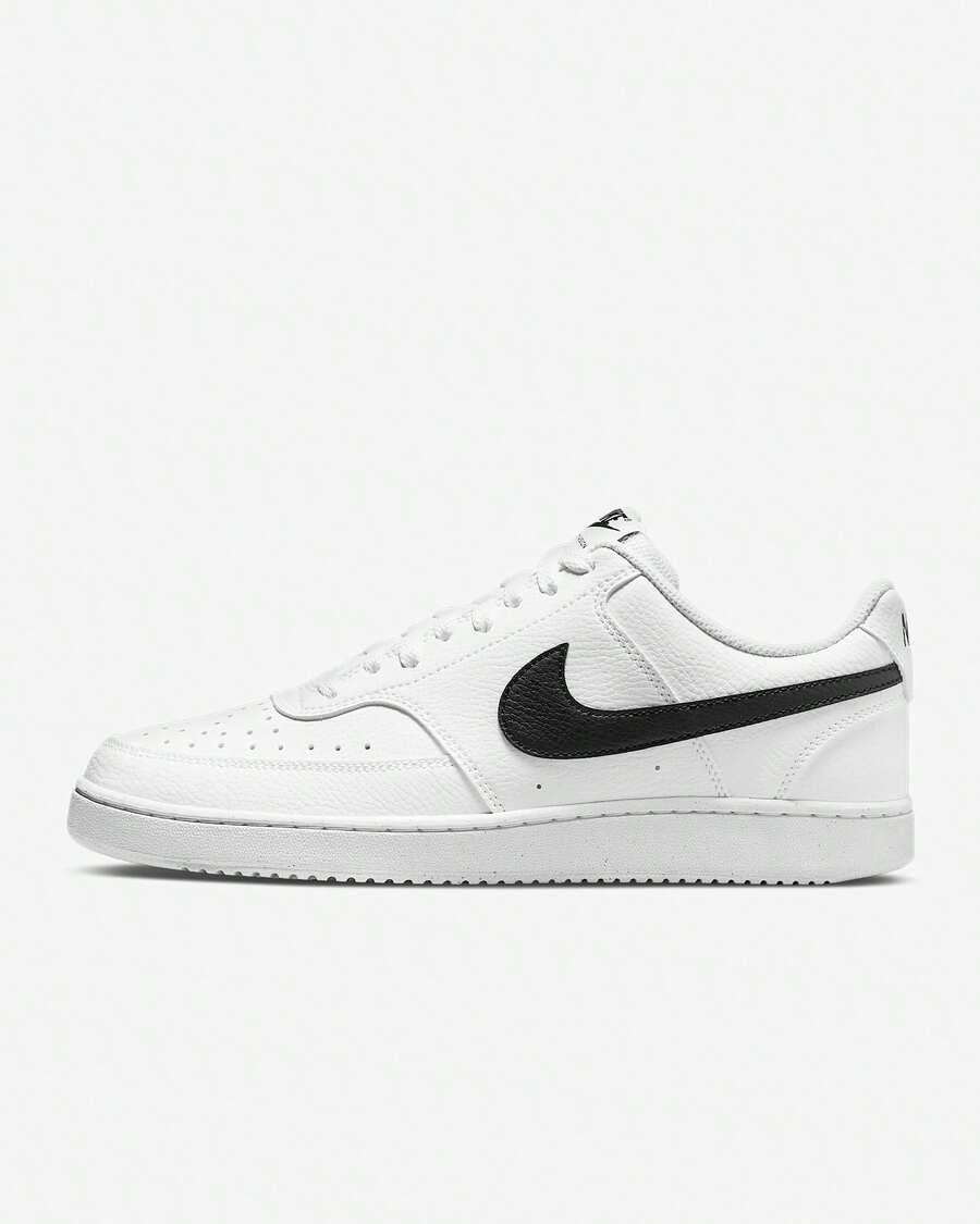 Nike Men's Court Vision Low, Next Nature Triple White - Black and White - View 1
