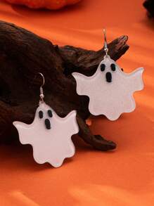 1 Pair Women's Halloween Acrylic Ghost Scream Cat Earrings, Fashionable & Unique