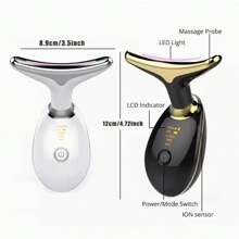1 Peça Massageador de Rosto e Pescoço, Massageador de Drenagem Linfática, Massageador Facial de Cuidados com a Pele de 7 Cores LED para Mulheres, Ferramenta de Cuidados com a Pele