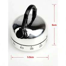 1pc 60 Minute Kitchen Timer Alarm Mechanical Teapot Shaped Timer Clock Counting Tools - Silver - View 5