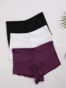 3条装女士舒适荷叶边平角内裤