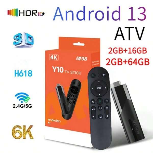 Q96 OHP Stick de TV inteligente A M98 Y10 Android 13 ATV Allwinner H618 con Wi-Fi dual de 2.4G/5G, Airplay y aplicaciones preinstaladas