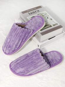 Damen Mode gestreifte Plüsch Slip-On Hausschuhe, warm & bequem für Innenbereich im Herbst/Winter, leise Schlafzimmer Hausschuhe, pelzige Schuhe