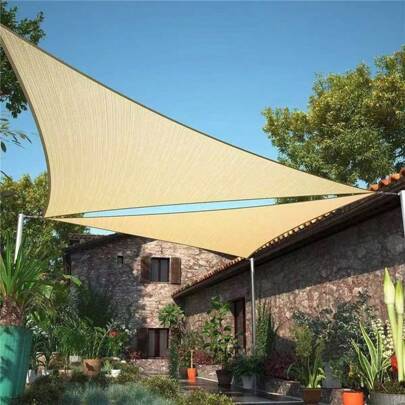 Telo parasole triangolare impermeabile e anti-UV per patio, giardino, cortile, riparo auto, tenda