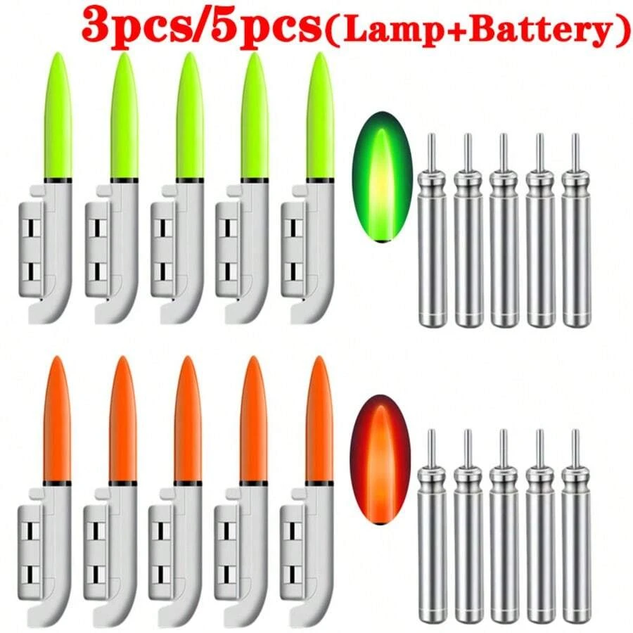 3件/5件（灯+电池）夜钓电子LED发光竿，发光棒CR425电池，高能见度夜钓配件 - 彩色 - 查看 1