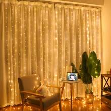 1 pièce 3M 100/200/300 LED Rideau Guirlande Lumineuse, Lumières Décoratives De Rideau Alimentées Par USB Avec 8 Modes D'éclairage Et Télécommande. Convient Pour La Chambre, La Fête, La Décoration Murale Blanche Et Les Décorations De Fête Comme Noël, Halloween, Action De Grâce Et La Rentrée Scolaire.