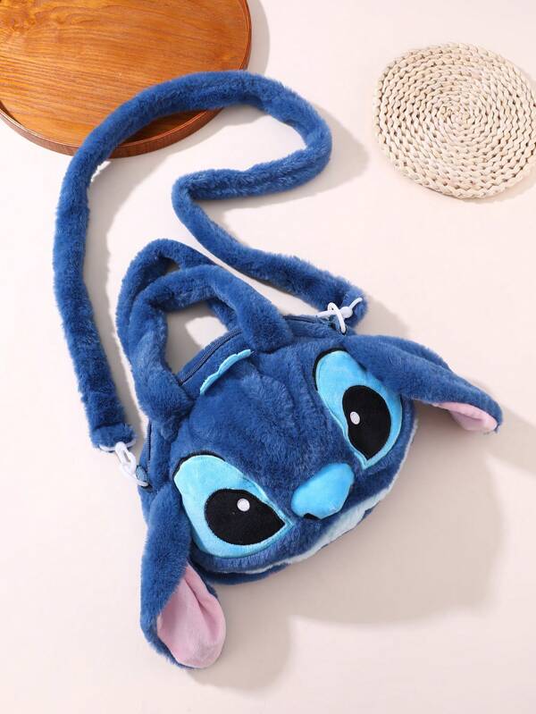 Disney 1 pieza Bolso bandolera de peluche con diseño del personaje de Disney Stitch y monedero lindo