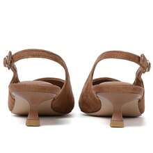 Slingback Kitten Heels For Women Pointed Closed Toe Heels Low Pumps Shoes For Party Work Office - màu nâu - Xem 6