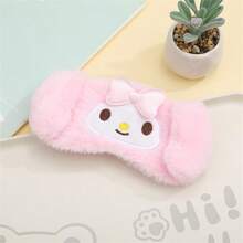 Sanrio 1pc Sanrio Kuromi And Hello Kitty Plush Sleep Mask - Cute Cartoon Design, Soft Blackout Cover, Suitable For All Types Of Light Brown, Features Fluffy And Comfortable Cute Cat Eye Sleep Mask - Blackout Goggles, A Cute Gift For Girls