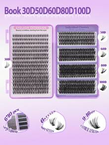 640pcs/Set D-Curl DIY Eyelash Extension Kit, Individual Lash Clusters, Eyelash Glue, Sealing Glue, And Eyelash Extension Tweezers, Convenient For At-Home Lash Grafting - Black - View 8