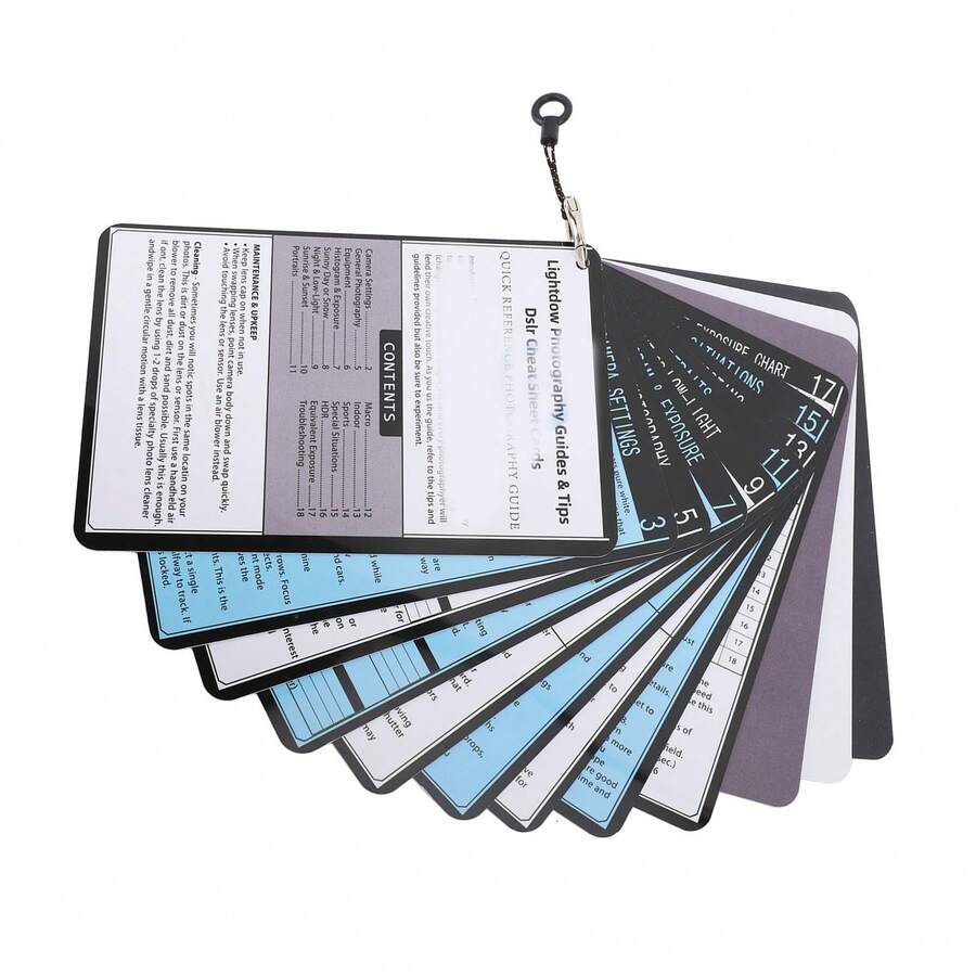 DSLR Camera Cheat Sheet & Gray Card Bundle – Quick Reference Guide For White Balance, Exposure & Settings | Photography Essentials For Beginners - As Shown - View 1