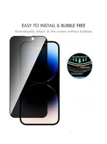 1 pieza Protector de pantalla de vidrio templado 9H, antiespía, antiestático, antirreflejo, sin burbujas, sensible al tacto, resistente a los arañazos y a las huellas dactilares, para iPhone 16/16 Pro/16 Promax/16 Plus/15 Pro/15 Pro Max/15 Plus/14 Pro/14 Pro Max/14 Plus/13 Mini/13 Pro/13 Max/12