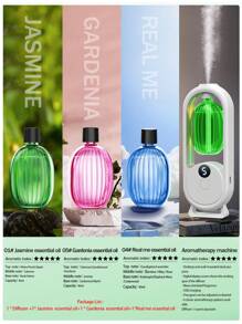 Aromatherapy Home/Hotel Aromatherapy Essential Oil Diffuser Bedroom Silent Toilet Deodorant Office Air Freshener - Rechargeable/Can Be Placed On The Desk/Can Be Hung On The Wall Aromatherapy Room Long Effect Spray There Are 6 Kinds Of Essential Oils To Choose From/Seven Color Atmosphere Lamp/Essential Oil Bottle Can Be Reused - Water Humidification Can Be Added