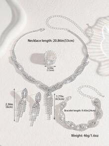 4pcs Women Elegant Fashion Minimalist Versatile Jewelry Set - Necklace, Bracelet, Earrings, Suitable For Daily Wear And Other Occasions