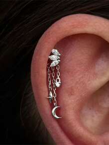 1Pc Star Moon Pendant 925 Sterling Silver Earring For Women Classic Hypoallergenic Minimalist Gift For Her Wedding Party Fine Jewelry