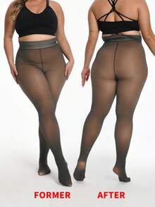 Elegant Ladies' Fleece Warm Stockings - Thickened Warm Pantyhose For Autumn And Winter, Suitable For Home Wear And Pajamas  None