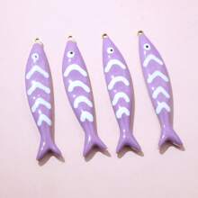 5pcs 40x8mm Stainless Steel Enamel Fish Charms Pendant DIY Jewelry Making Accessories Findings For Necklace Earrings Bracelets