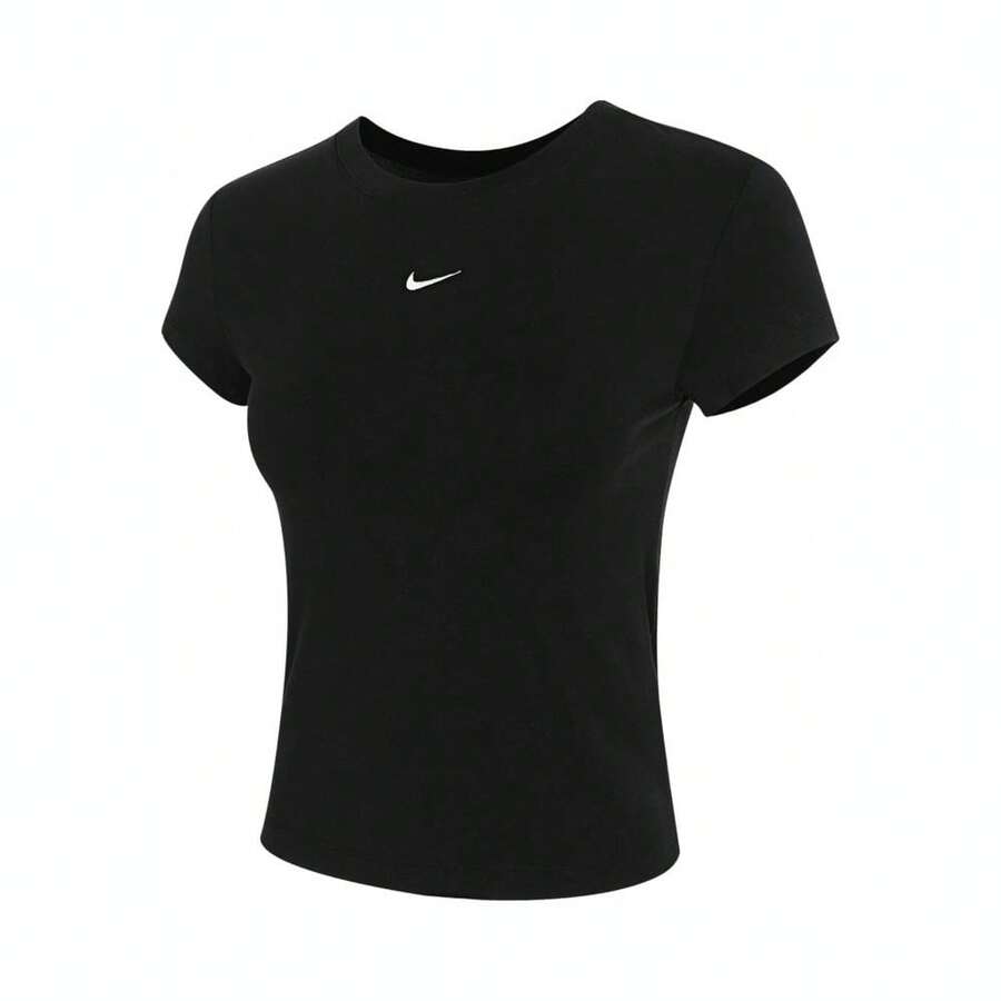 Nike 女款 AS W NSW NK CHLL KNT MD CR T恤,针织无领短袖,TFV5509-010 - 黑色 - 查看 1
