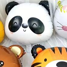 5PCS Cute Animal Head Balloons, Bear Panda Giraffe Tiger Lion Balloons For Birthday Party Decoration And Theme Party, Balloon Garland Decoration, Background Wall Decoration, Creative Gifts - Multicolor - View 4