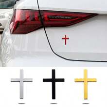 1pc Multi-Color 3D Metal Cross Car Sticker, Exterior Car Decal, Durable Car Sticker - Multicolor - View 5
